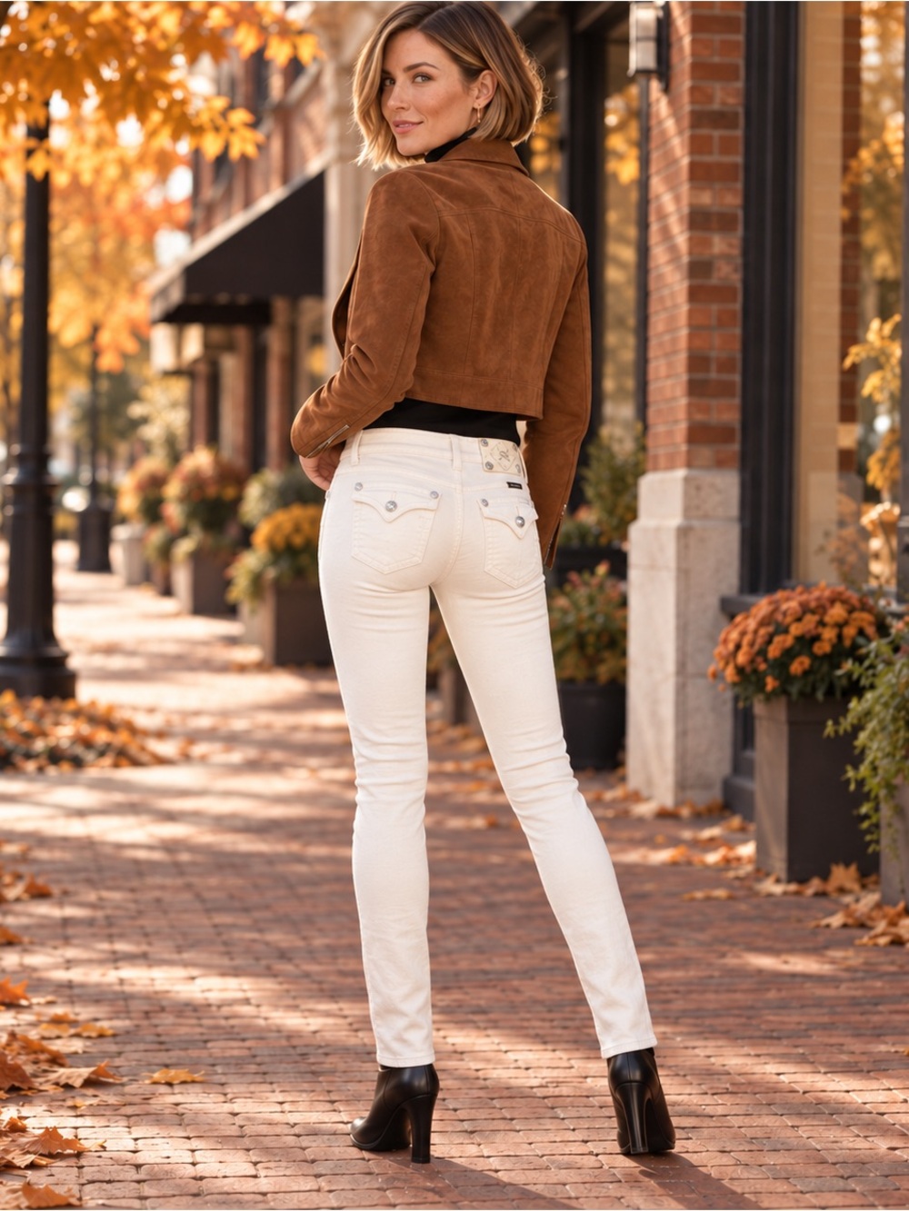 Authentic Miss Me Signature Skinny White Rhinestone Jeans Size 28